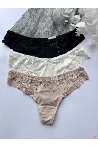 Трусики бразиліана з мікрофібри та мережива Annajolly 61027